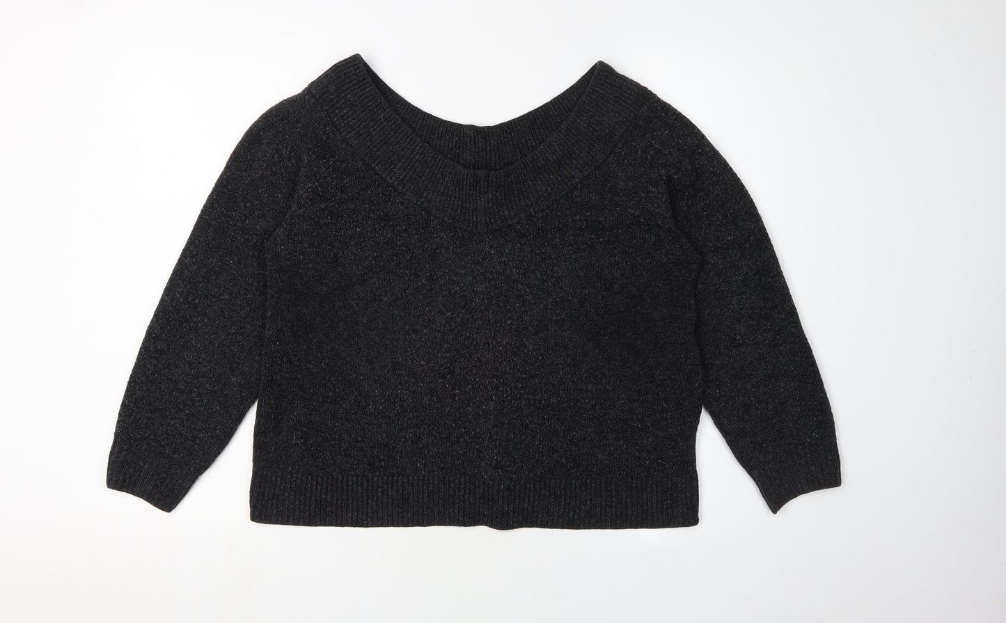 H&M Women Black XL Knit Crew Neck Pullover Jumper