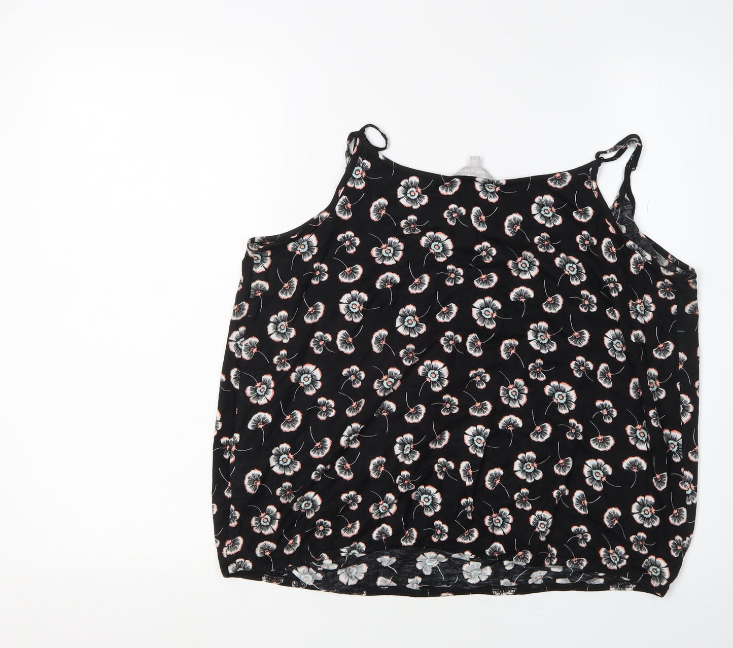 Red Herring Women's Black Floral Tank Top, Size 14
