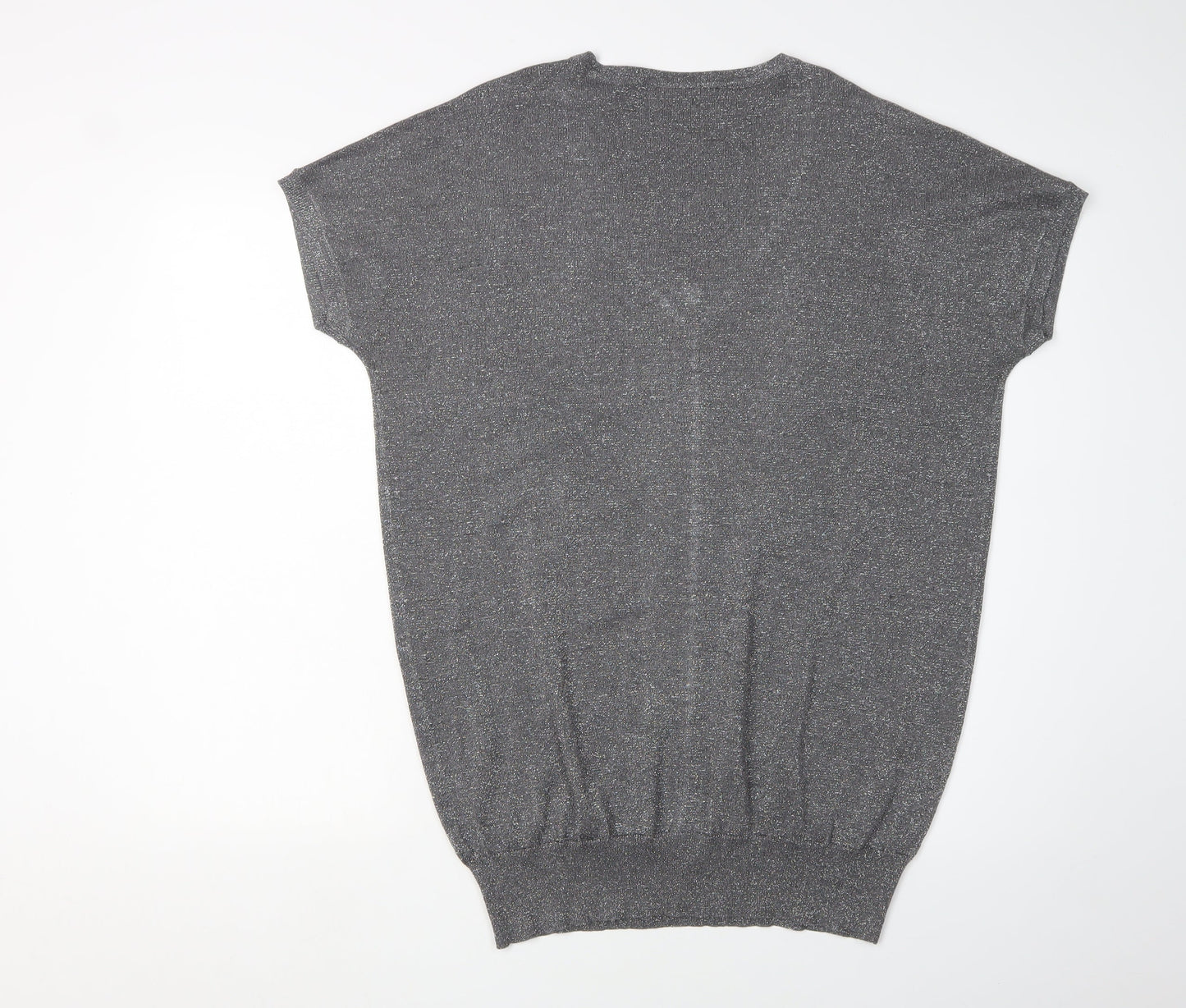Wallis Women's Grey Beaded V-Neck Pullover Jumper M