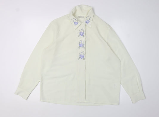 Eastex Women's Ivory Button-Up Shirt, Size 12, Embroidered