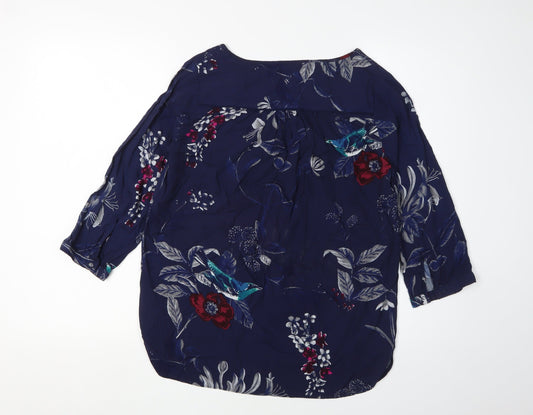 Joules Women's Blue Floral Tunic Blouse Size 4