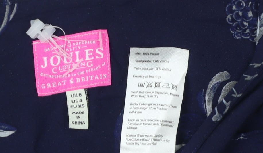 Joules Women's Blue Floral Tunic Blouse Size 4