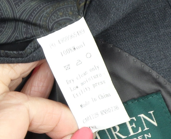 Ralph Lauren Men's Grey Blazer Wool Single-Breasted 48R