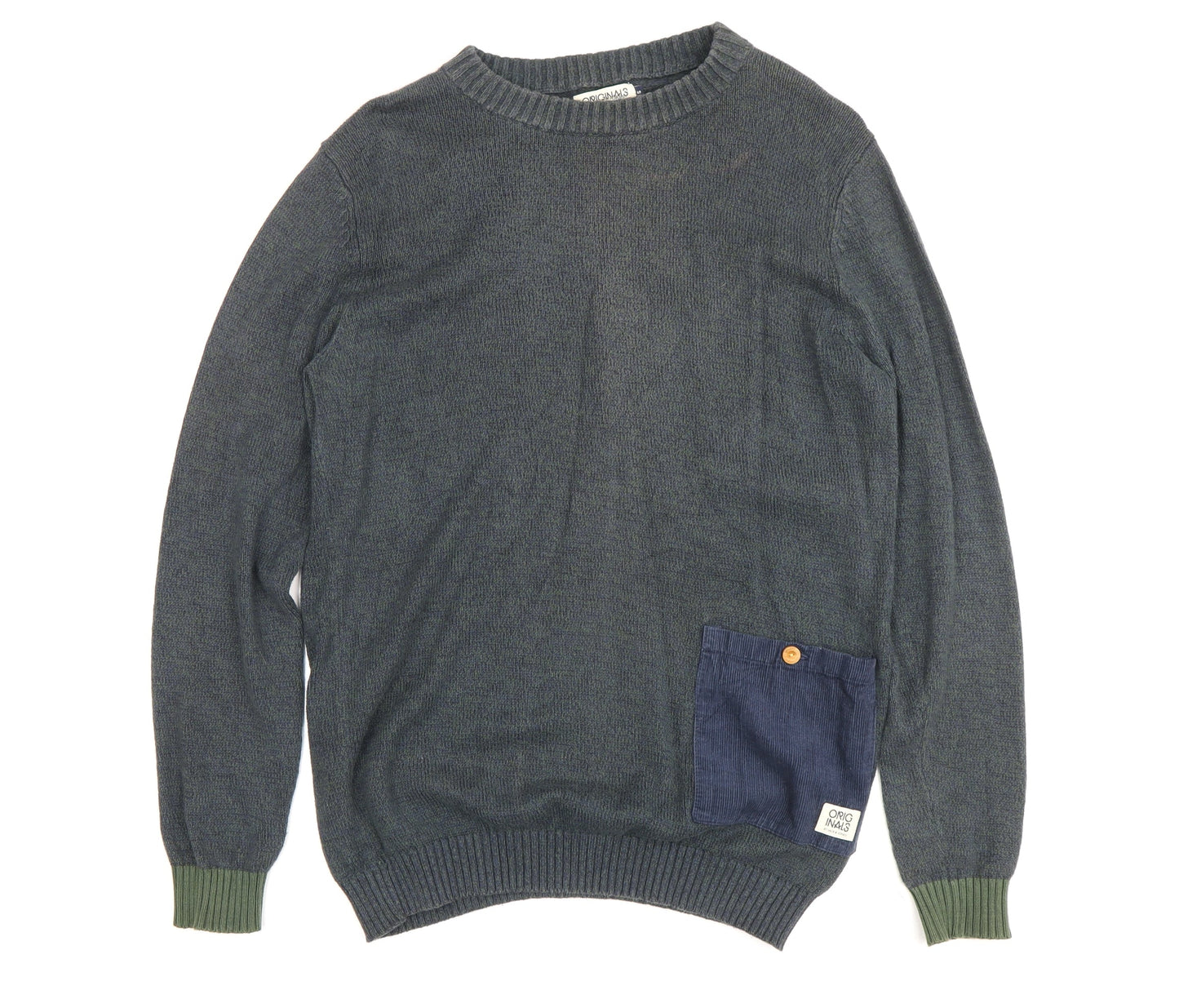 Jack & Jones Men's Green Pullover Jumper, Size S, Casual Knit