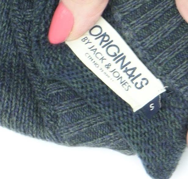 Jack & Jones Men's Green Pullover Jumper, Size S, Casual Knit