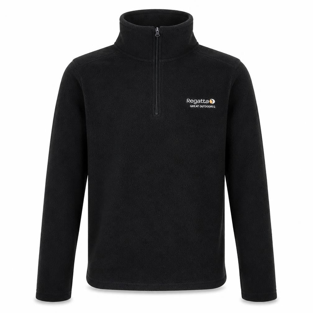 Front view of Regatta boys’ black fleece half-zip sweatshirt, size 6