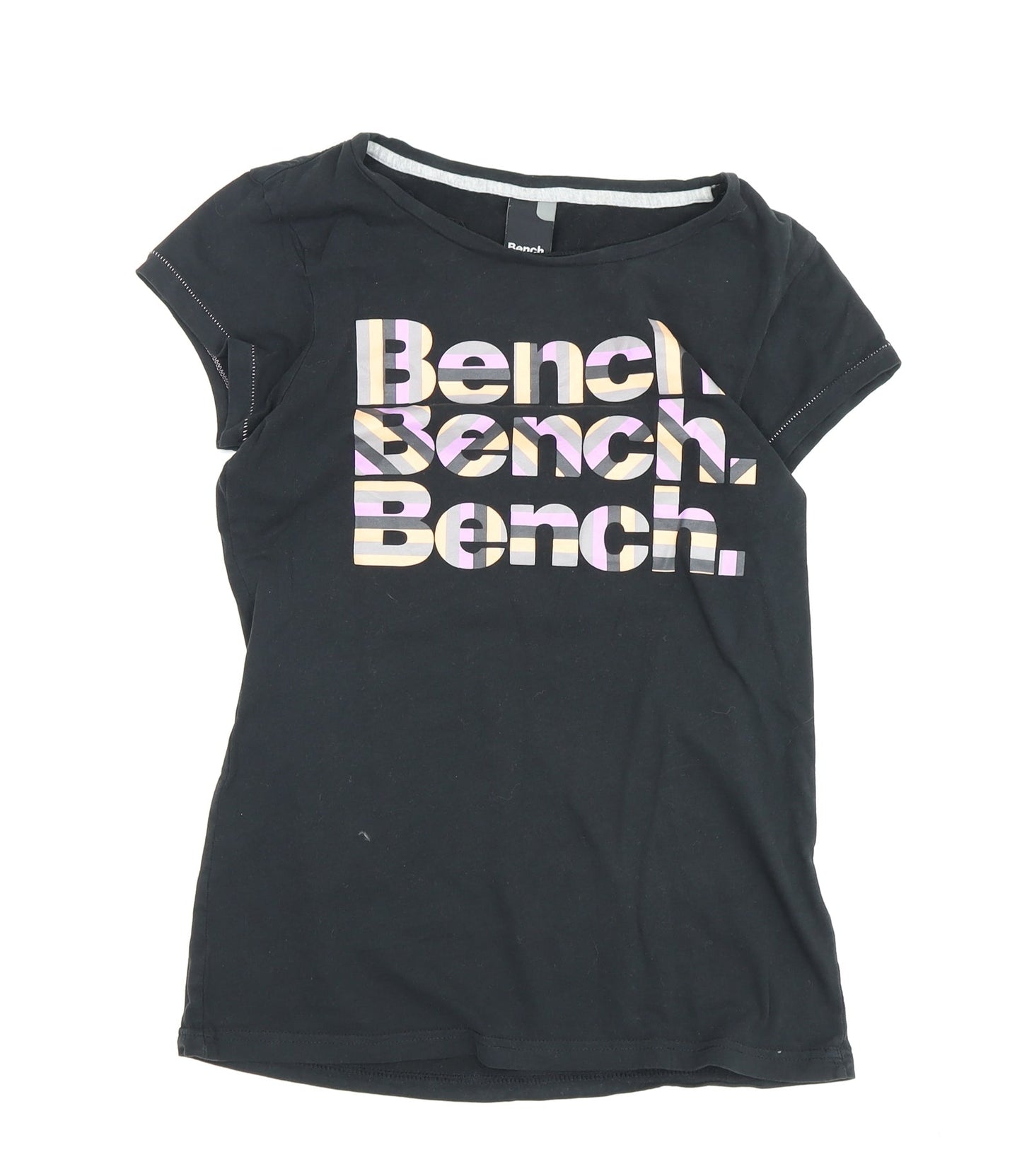 Bench Women's Black T-Shirt UK 12 Classic Style
