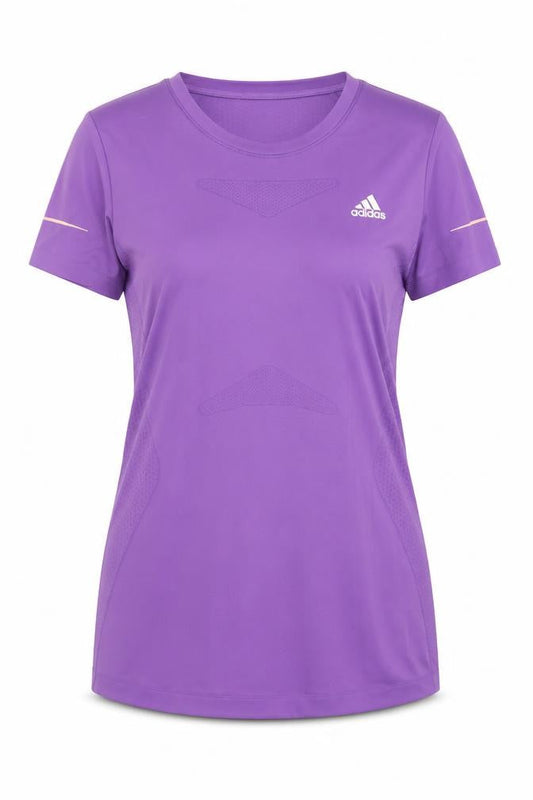 Womens UK Size 10 adidas Purple Polyester T-Shirt