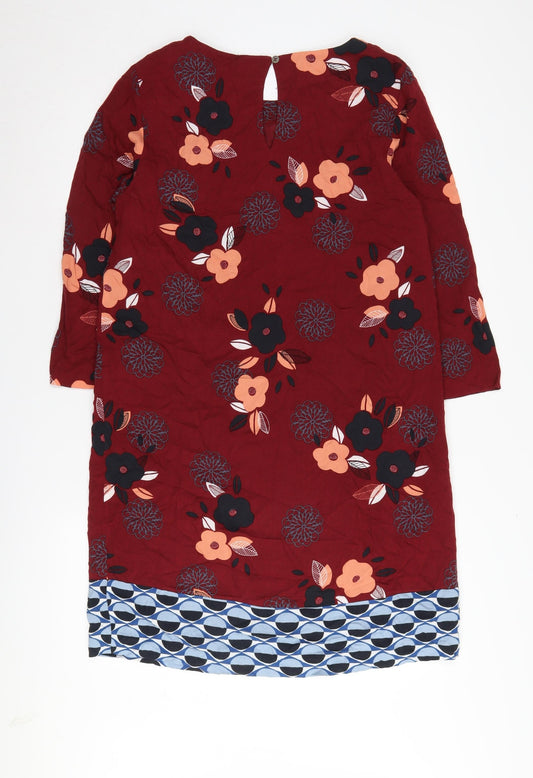 White Stuff Women's Floral Shift Dress, 3/4 Sleeve, Size 12