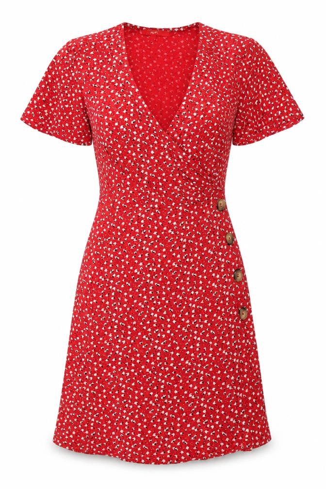 Next Women’s Red Floral Wrap Dress, Size 6