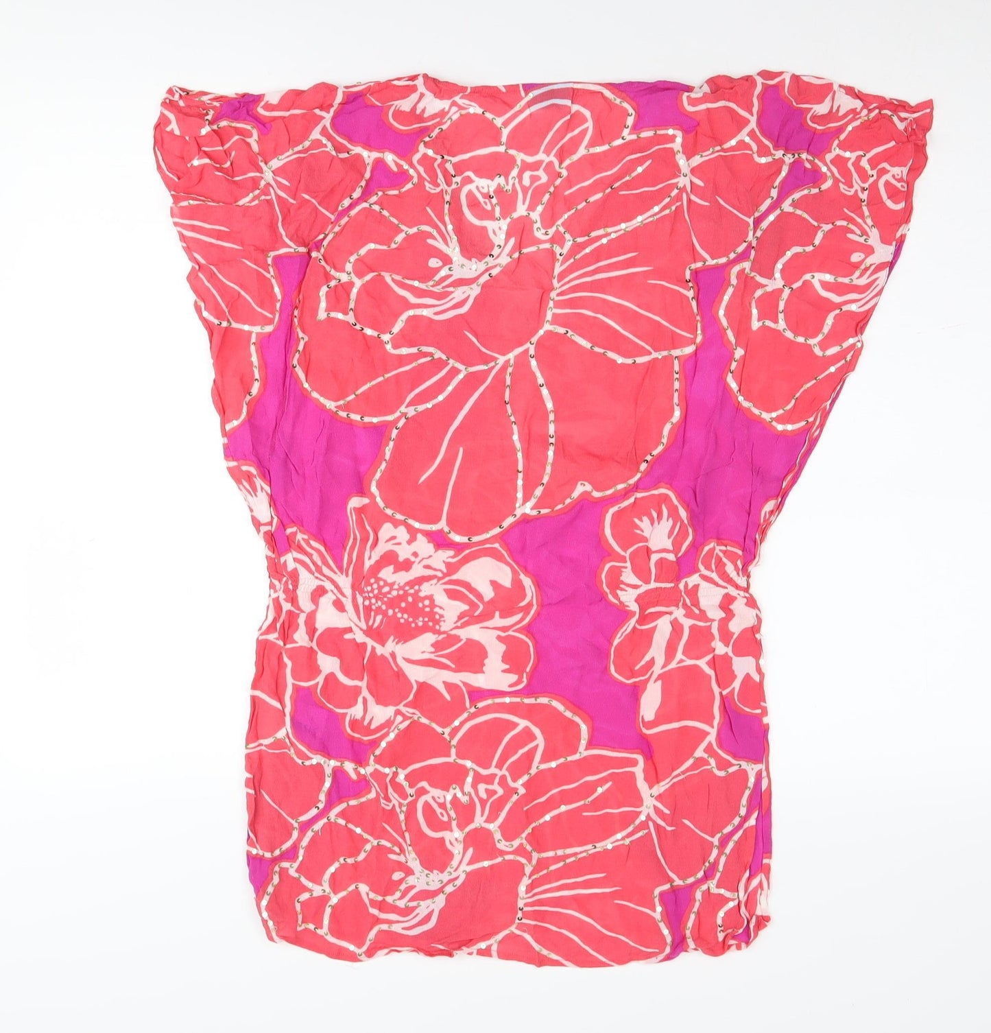 Oasis Women's Pink Floral Tunic Blouse, Size 8, V-Neck