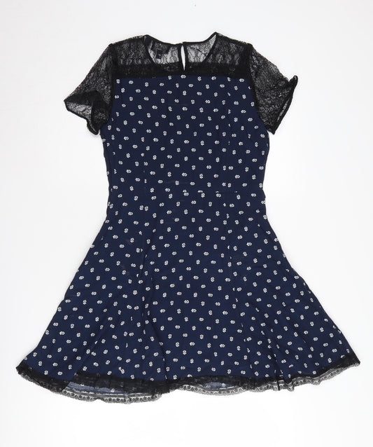 Jack Wills Women's Blue Floral Lace Dress Size 10