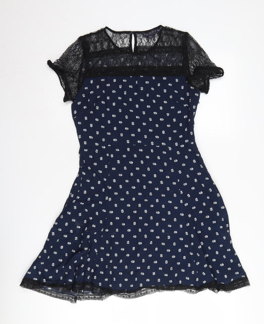 Jack Wills Women's Blue Floral Lace Dress Size 10