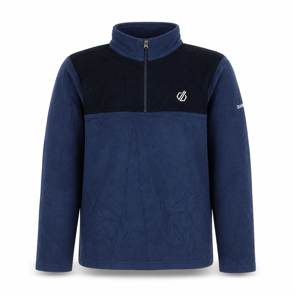 Front view of Dare 2b boys’ blue fleece sweatshirt 11-12 years with zip