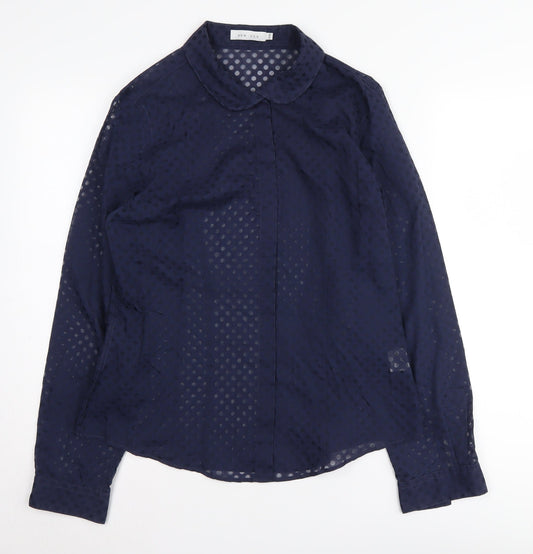 Kew.159 Women's Blue Polka Dot Button-Up Shirt