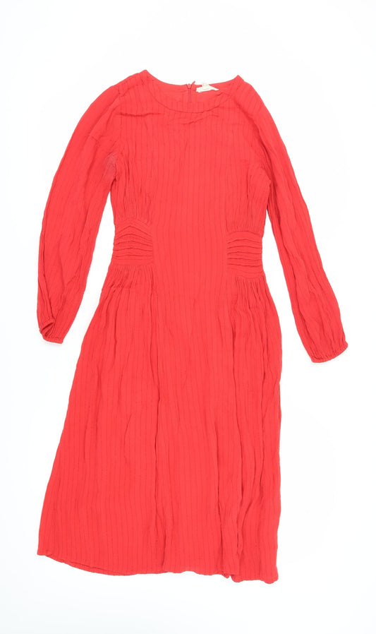 White Stuff Women's Red Midi Fit & Flare Dress Size 6