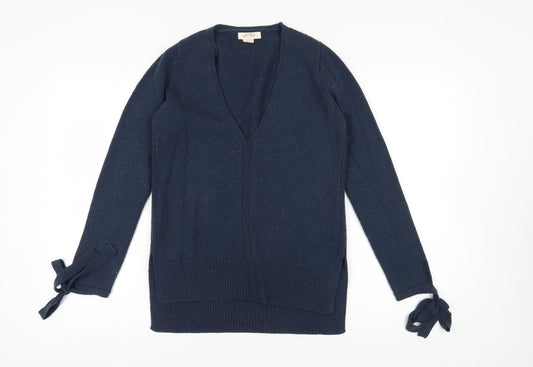 Fat Face Women's Blue Cardigan, Size 8, V-Neck Knit