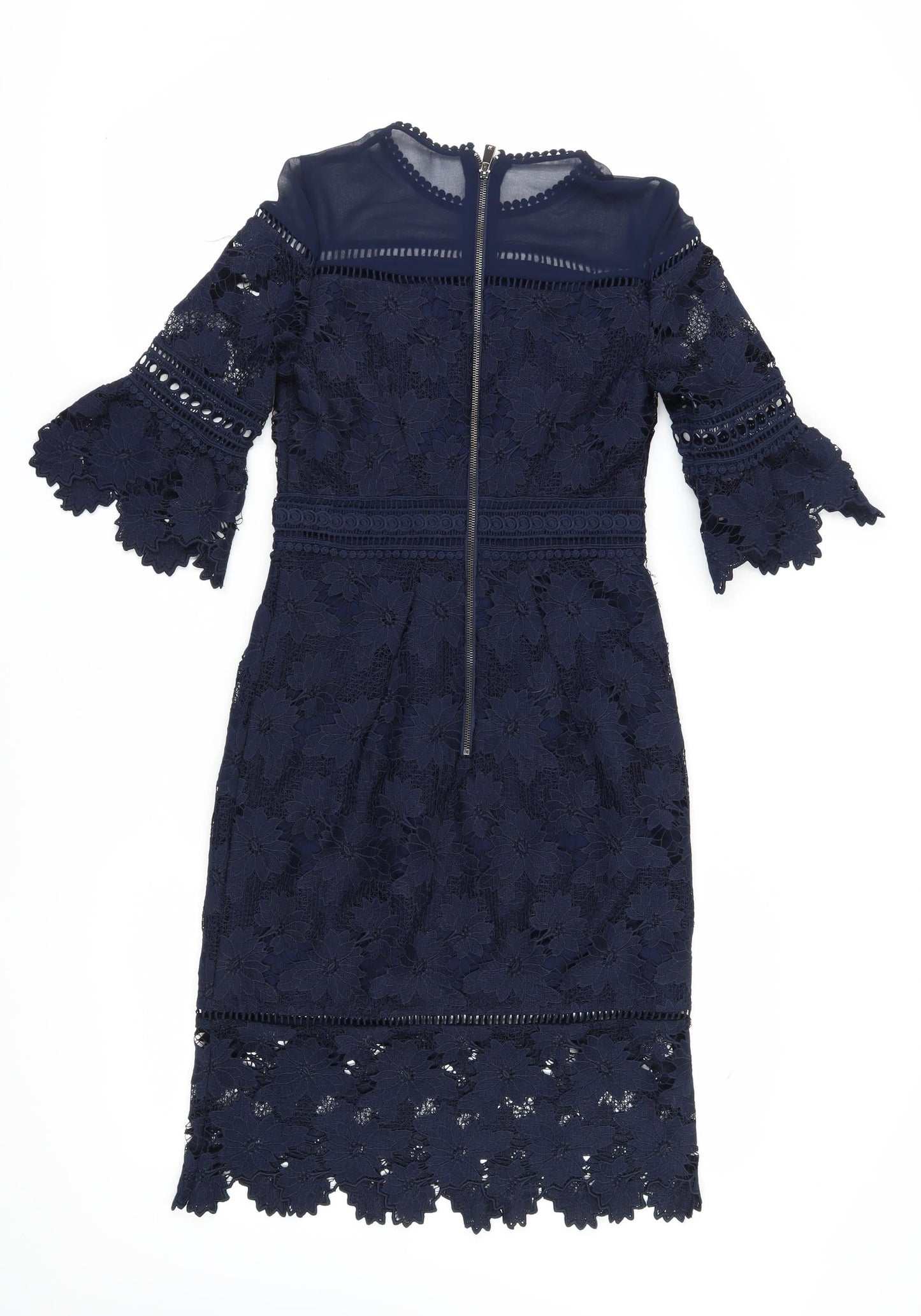 Whistles Women's Blue Lace Sheath Dress Size 8