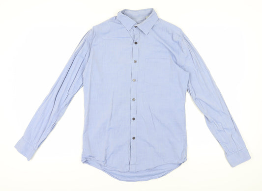DKNY Men's Slim Fit Blue Button-Up Shirt, Size S
