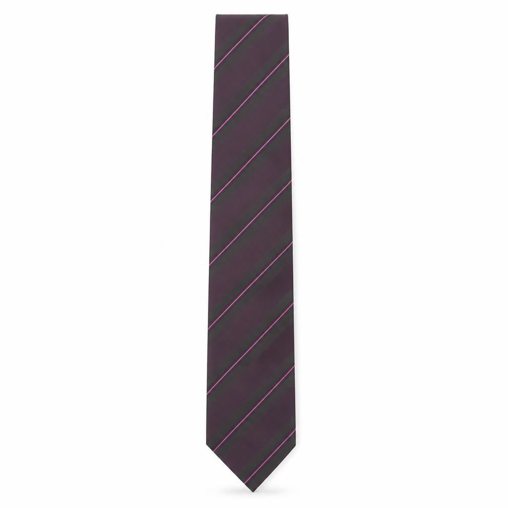 Front view of Thomas Nash Men's Purple Striped Polyester Tie