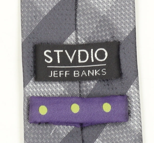 Stvdio Jeff Banks Men's Grey Designer Tie, One Size