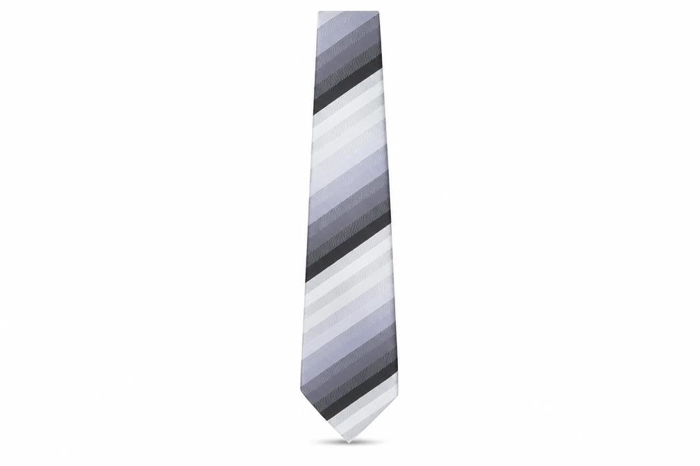 Thomas Nash Men's Grey Striped Pointed Tie