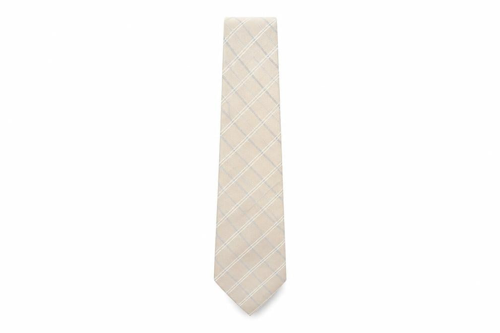 Pierre Cardin Men's Beige Checked Silk Tie