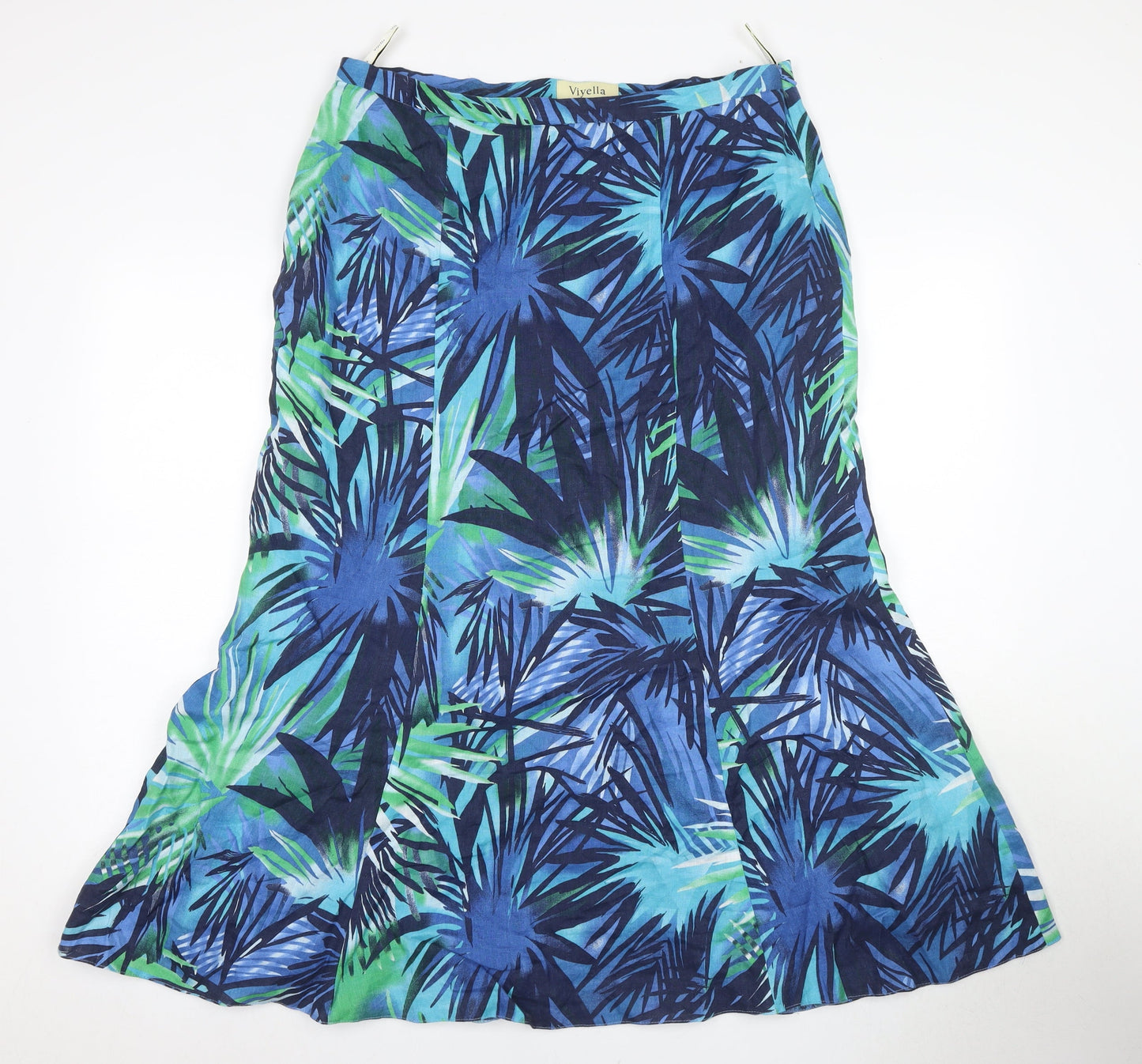 Viyella Women's Multicoloured Floral Linen Midi Skirt, Size 14