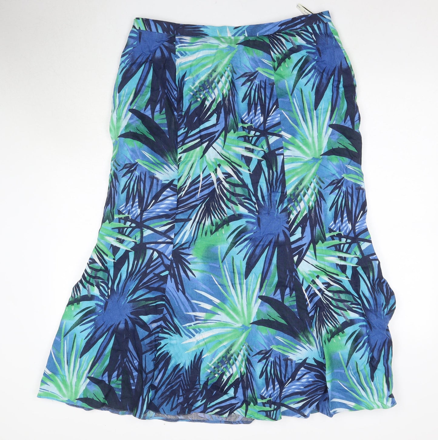 Viyella Women's Multicoloured Floral Linen Midi Skirt, Size 14