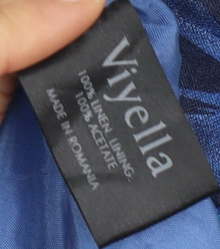 Viyella Women's Multicoloured Floral Linen Midi Skirt, Size 14