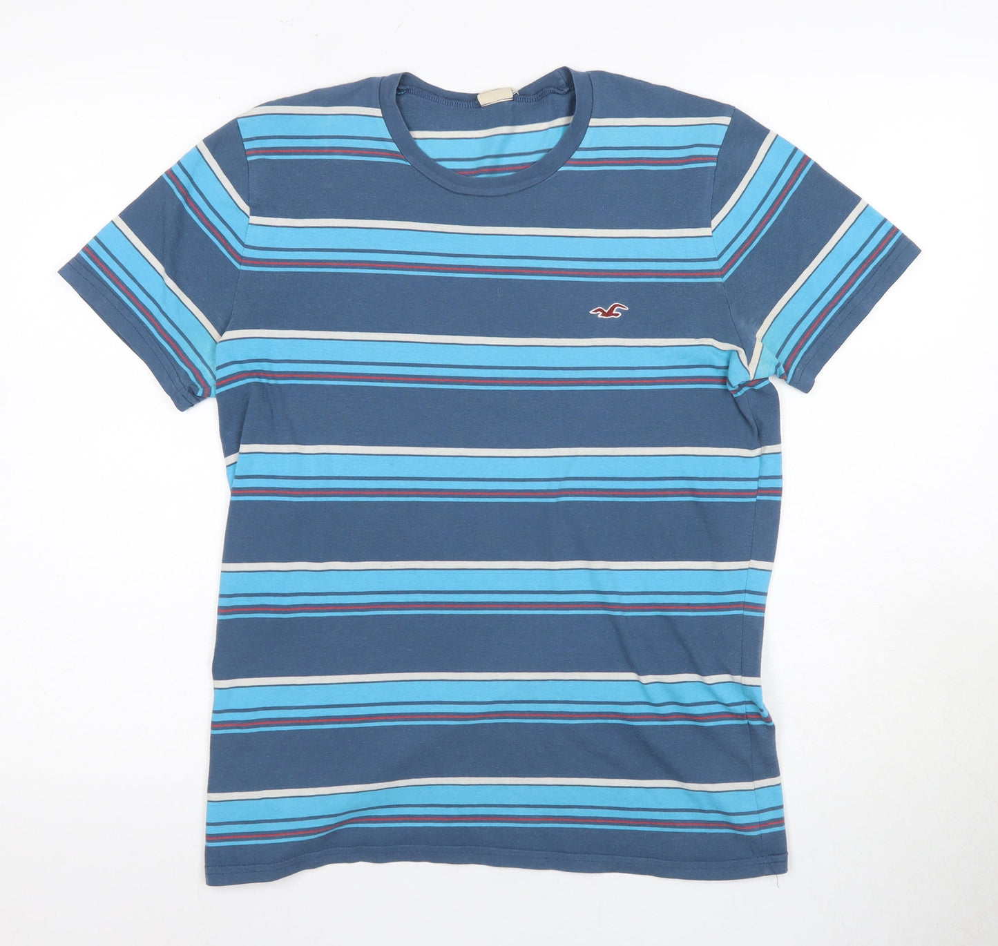 Hollister Men's Blue Striped T-Shirt M Short Sleeve