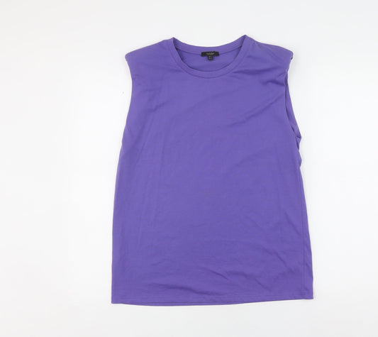 Massimo Dutti Women's Purple Cotton Tank Top, Size S