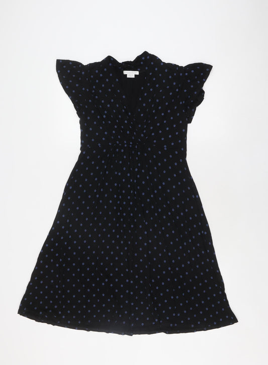 Mamas & Papas Women's Black Polka Dot Dress Size 10
