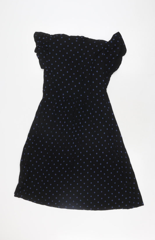 Mamas & Papas Women's Black Polka Dot Dress Size 10