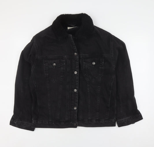 ASOS Women's Black Denim Jacket Size 10 Button Casual
