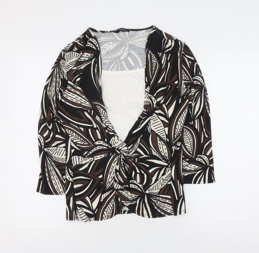 Windsmoor Women's Black Floral V-Neck Top, M