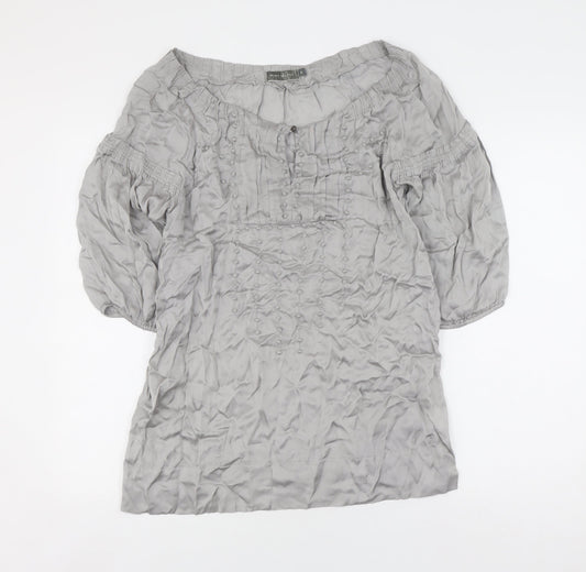 Mint Velvet Women's Grey Balloon Sleeve Top