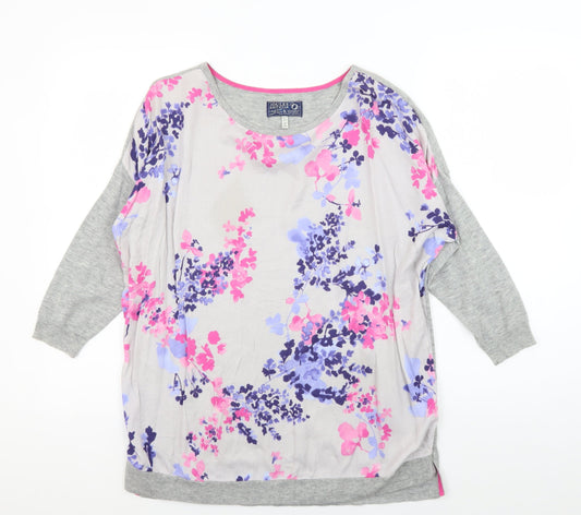 Joules Women's Grey Floral Jersey T-Shirt Size 10