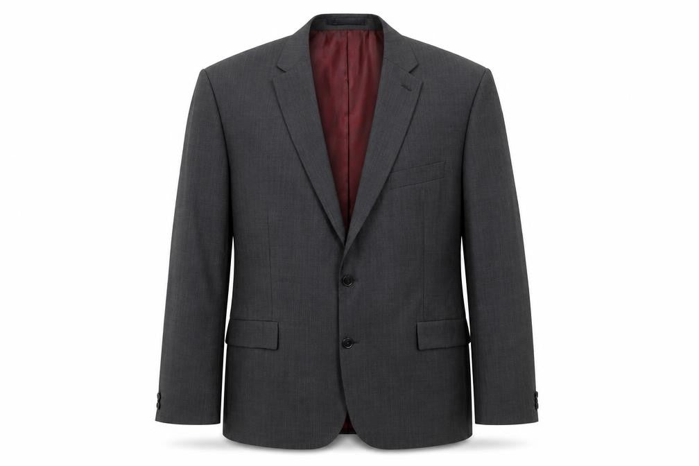 Mens 46 Chest Regular Pierre Cardin Grey Two-Button Suit Jacket