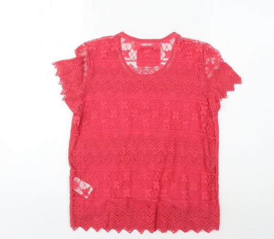 Lonsdale Women's Red Lace T-Shirt, Size S, Casual