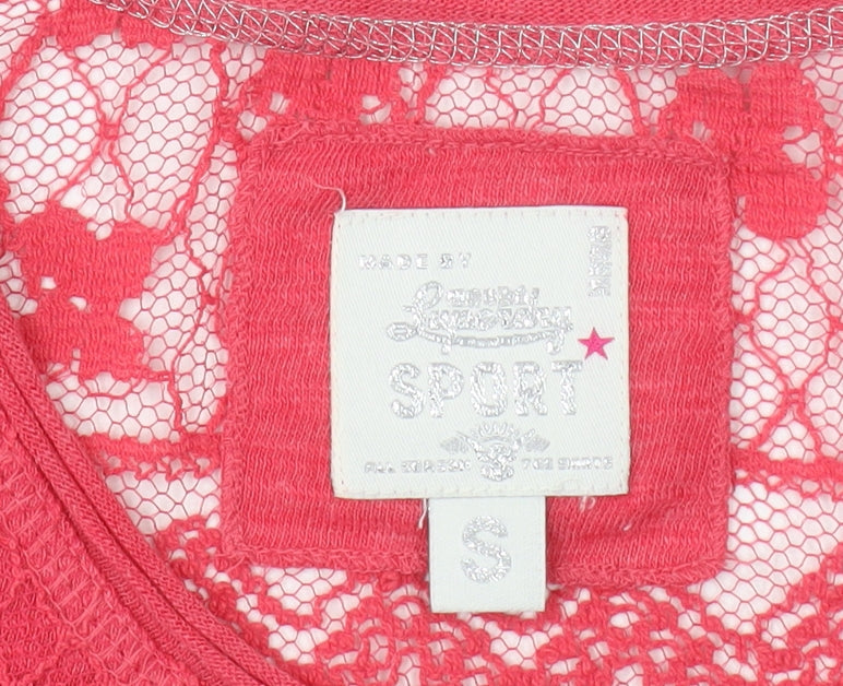 Lonsdale Women's Red Lace T-Shirt, Size S, Casual