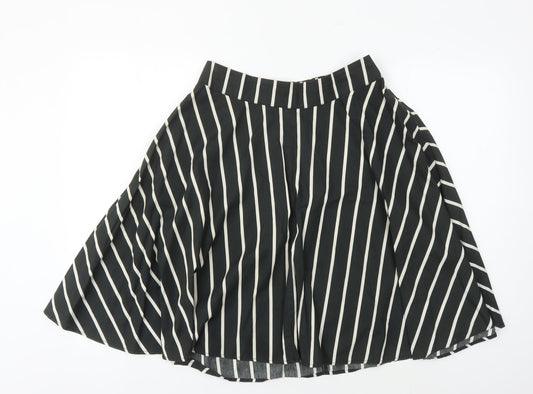 Abercrombie & Fitch Women's Black Striped Flare Skirt M
