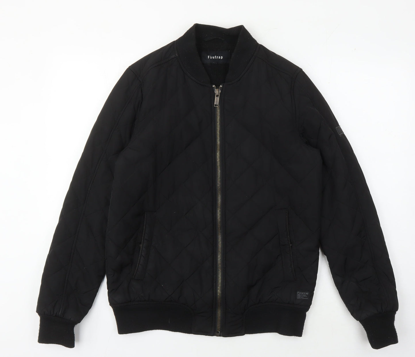 Firetrap Men's Black Quilted Bomber Jacket - Size S