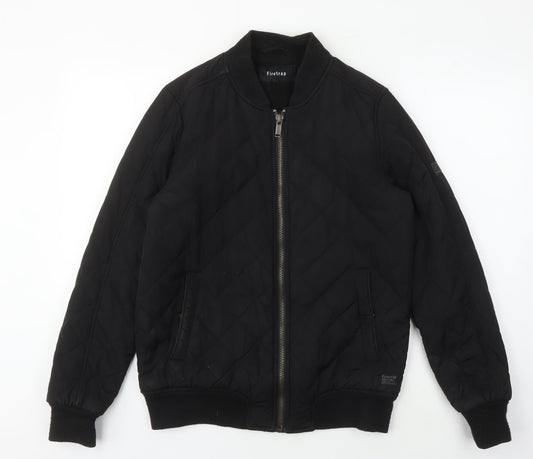 Firetrap Men's Black Quilted Bomber Jacket - Size S