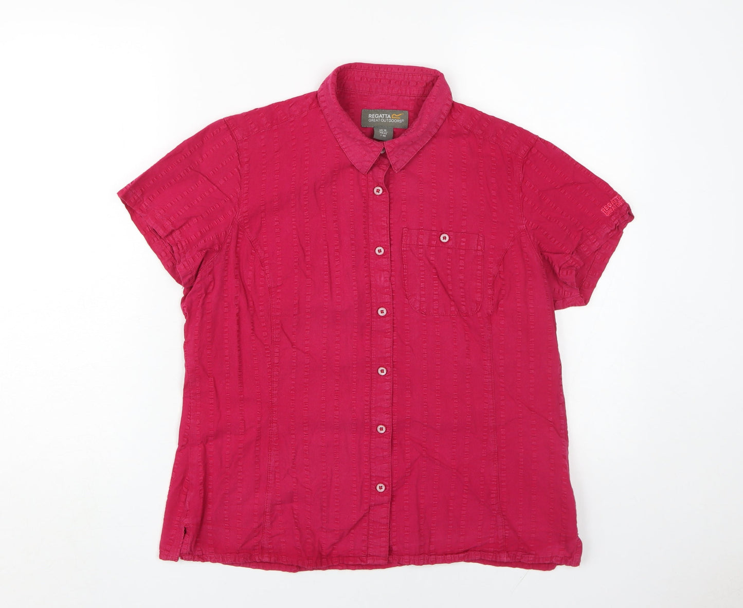 Regatta Women's Red Button-Up Short Sleeve Shirt UK 16
