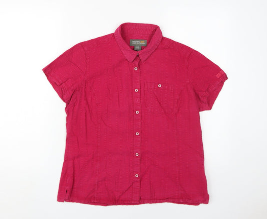 Regatta Women's Red Button-Up Short Sleeve Shirt UK 16