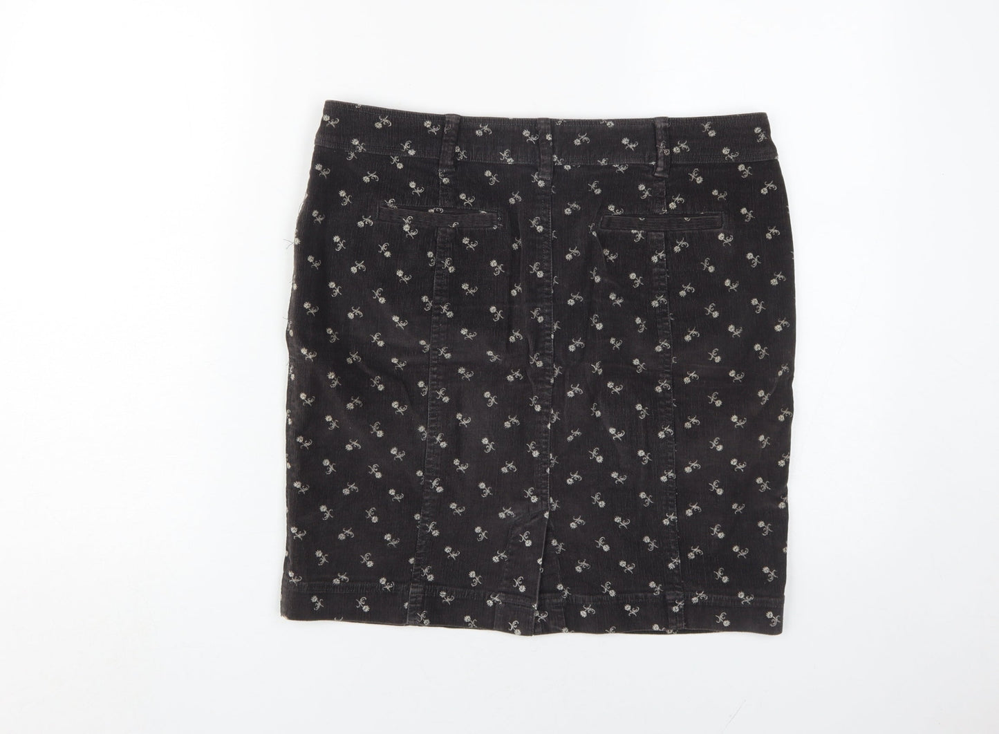 Fat Face Women's Floral Brown Corduroy Skirt, Size 12