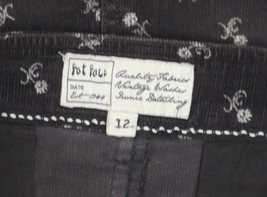 Fat Face Women's Floral Brown Corduroy Skirt, Size 12