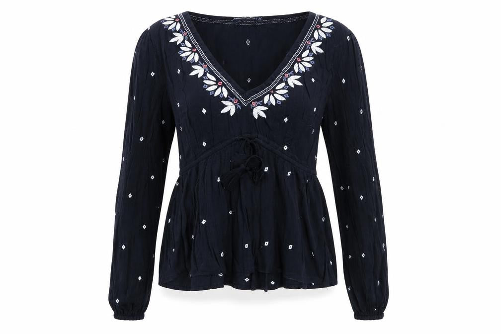Womens UK Size S Abercrombie & Fitch Black Cotton Blend Blouse