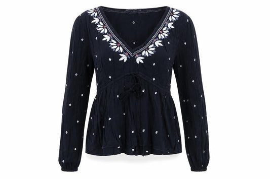 Womens UK Size S Abercrombie & Fitch Black Cotton Blend Blouse